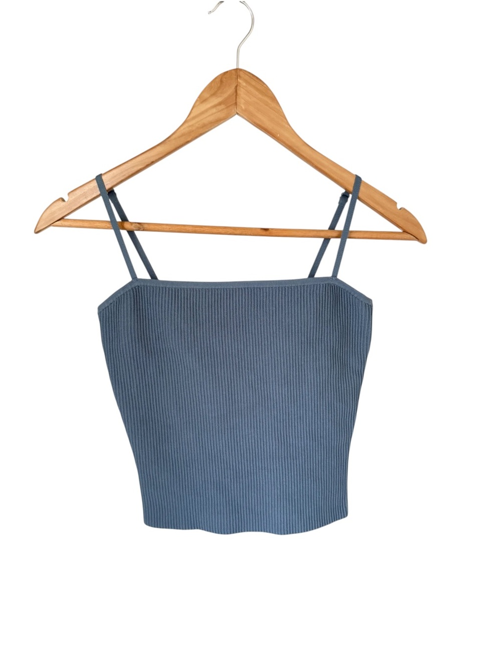 Babaton Dusty Blue Ribbed Sculpt Knit Square-Neck Cami